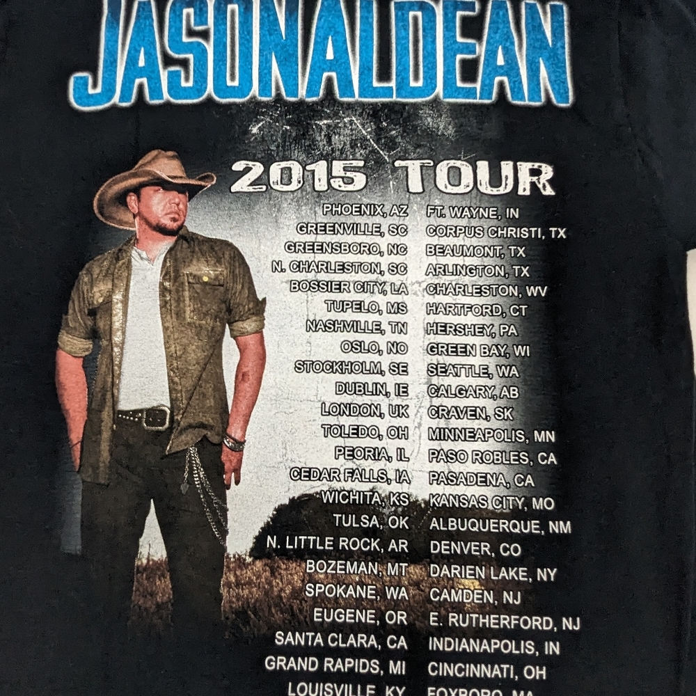 Jason Aldean 2015 Concert Tee with Tour City/States on Back Small